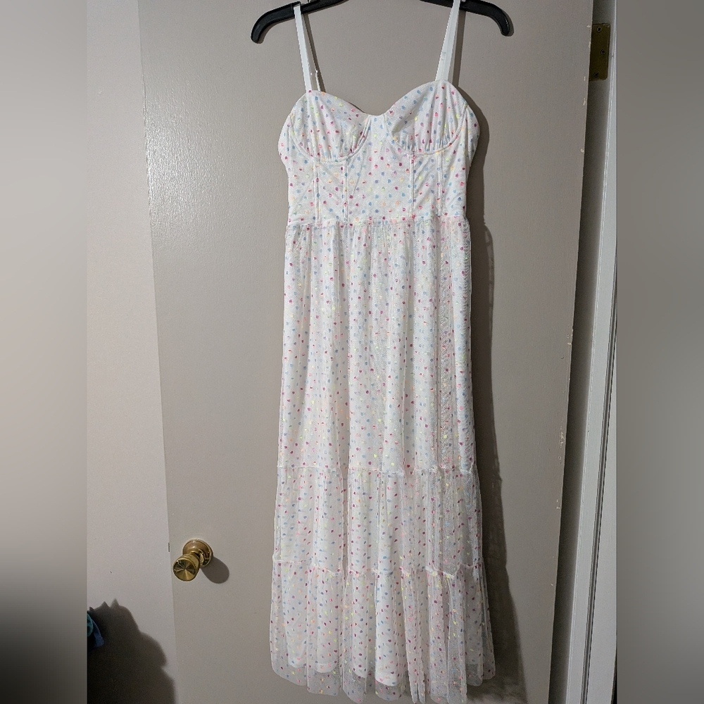 Betsey Johnson White garden Vibe Corset Dress, Multicolors